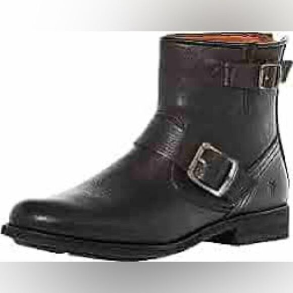 NWOT FRYE Tyler Engineer Ankle Boot Buckles Black Size 6 - Picture 5 of 5